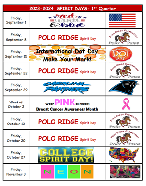 1st Quarter Spirit Days